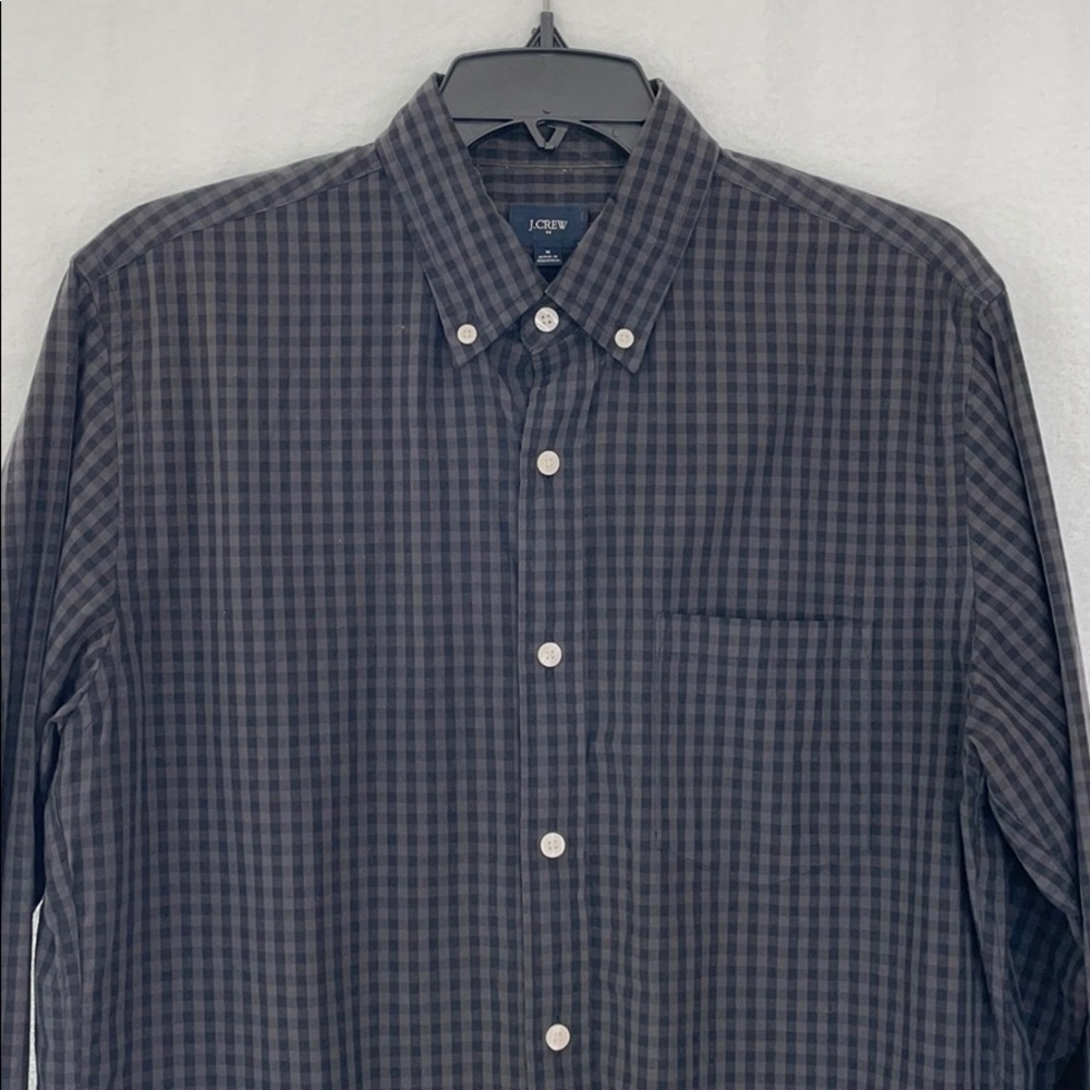 J. Crew Men Black Checkered Button Down